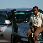 Tess Atie with tour vehicle