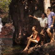 Tess Atie with couple at Florence Falls